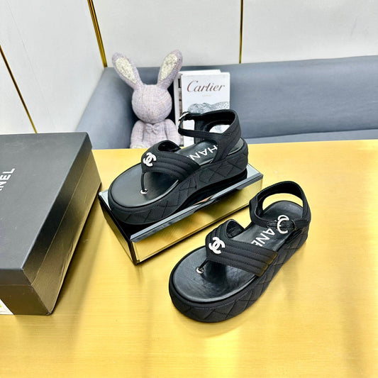 GROSGRAIN SANDAL IN BLACK FABRIC - 35