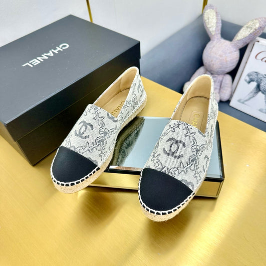 CC ESPADRILLES PLATFORM IN BLACK PATTERN FABRIC - 34