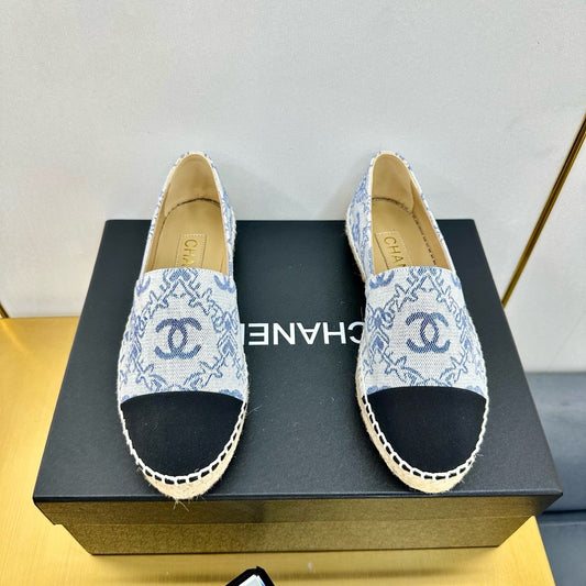 CC ESPADRILLES PLATFORM IN BLUE MIX BLACK FABRIC - 34