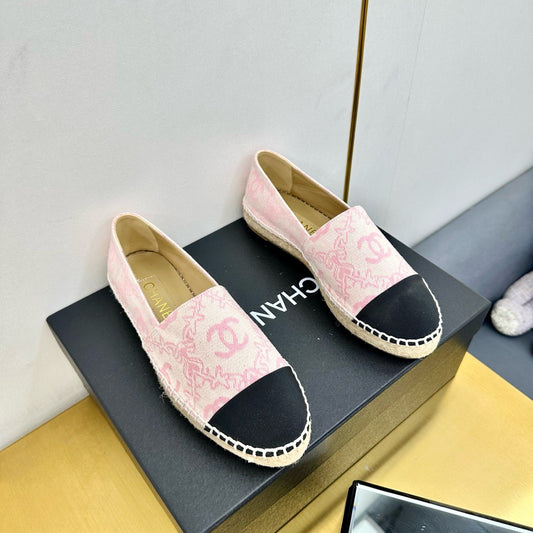CC ESPADRILLES PLATFORM IN LIGHT PINK MIX BLACK FABRIC - 34