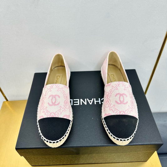 CC ESPADRILLES PLATFORM IN LIGHT PINK MIX BLACK FABRIC - 34