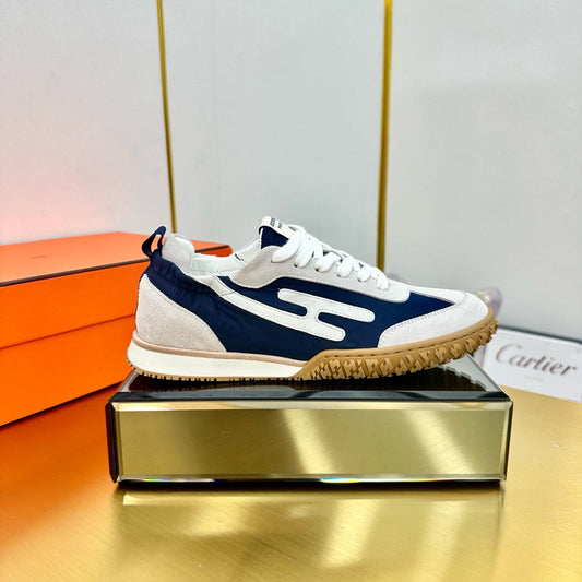 JET SNEAKER IN PALE GRAY SUEDE AND NAVY BLUE NAPPA LEATHER - 35