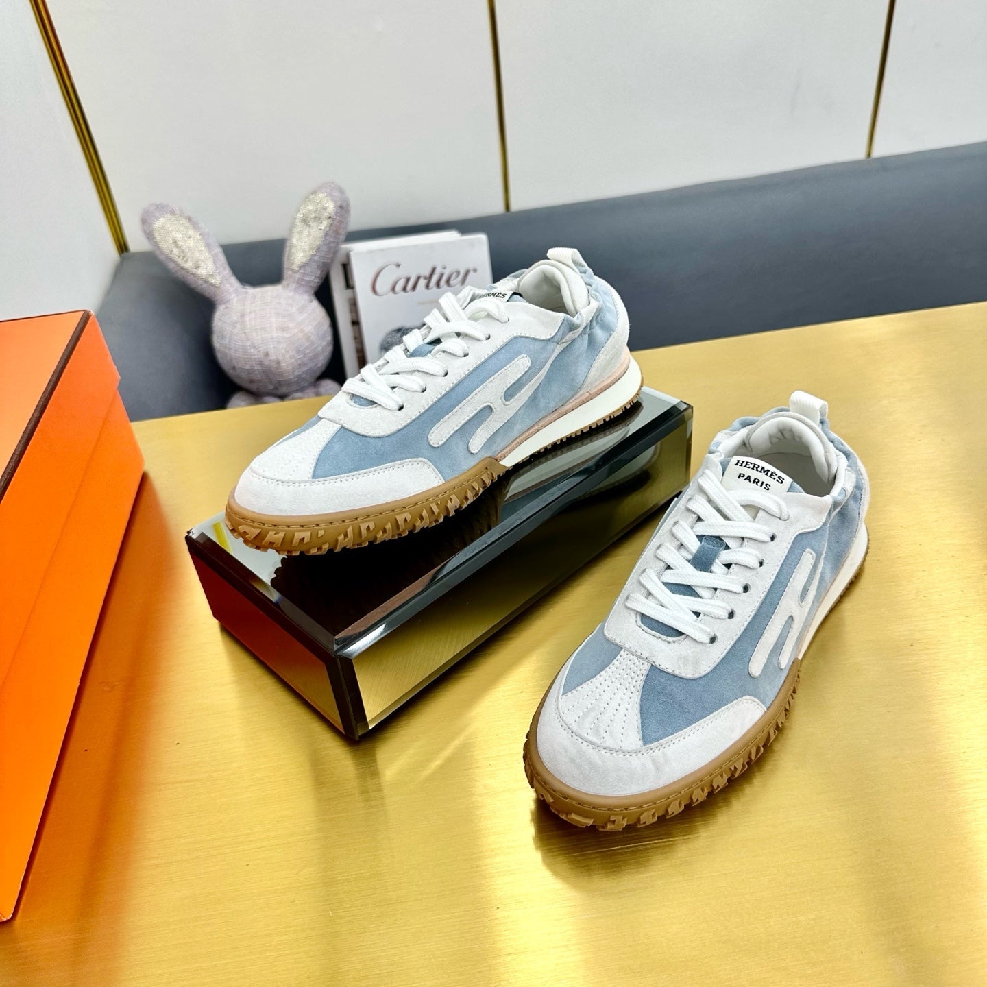 JET SNEAKER IN PALE GRAY MIX SAPPHIRE BLUE SUEDE - 35