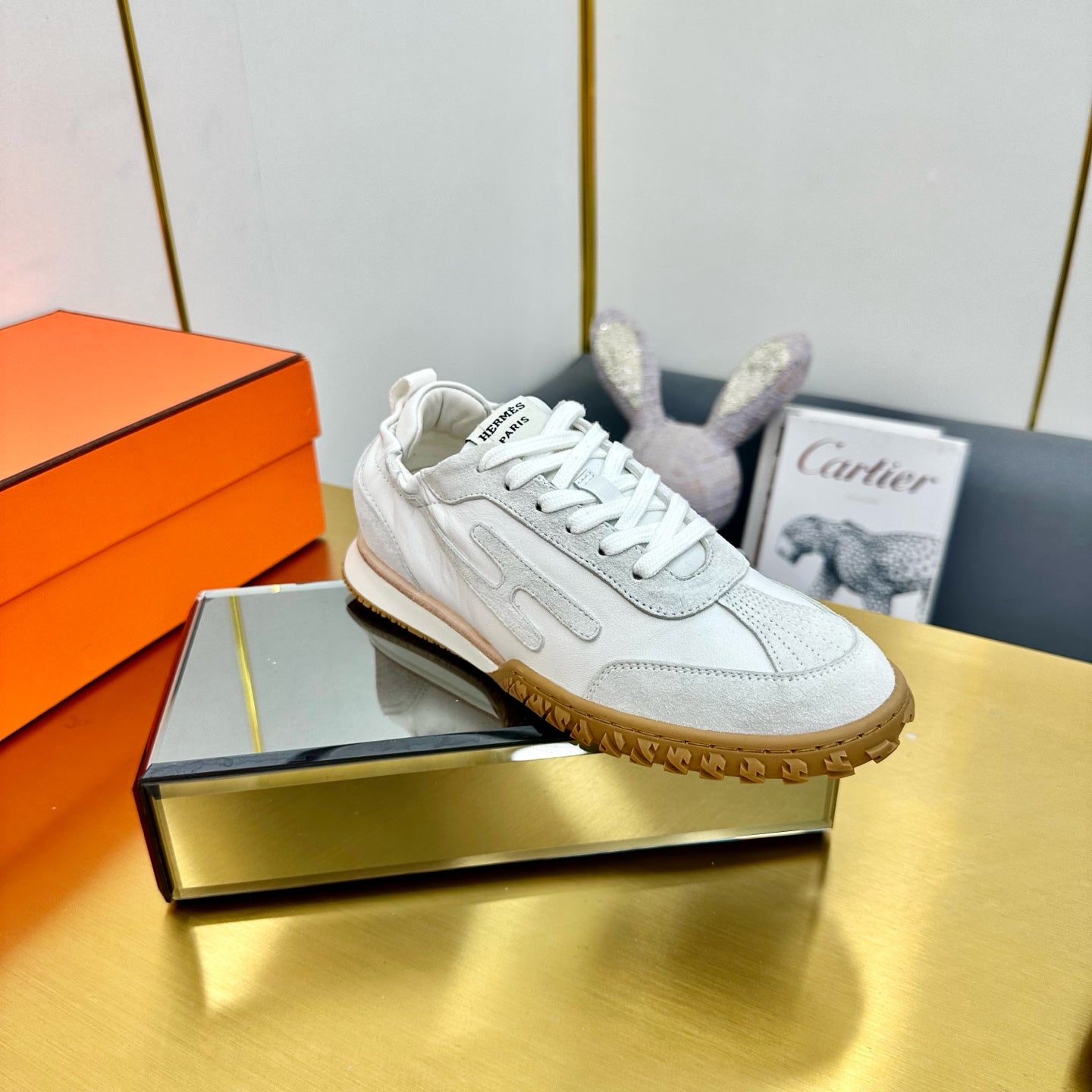 JET SNEAKER IN PALE GRAY SUEDE MIX WHITE CALFSKIN - 35