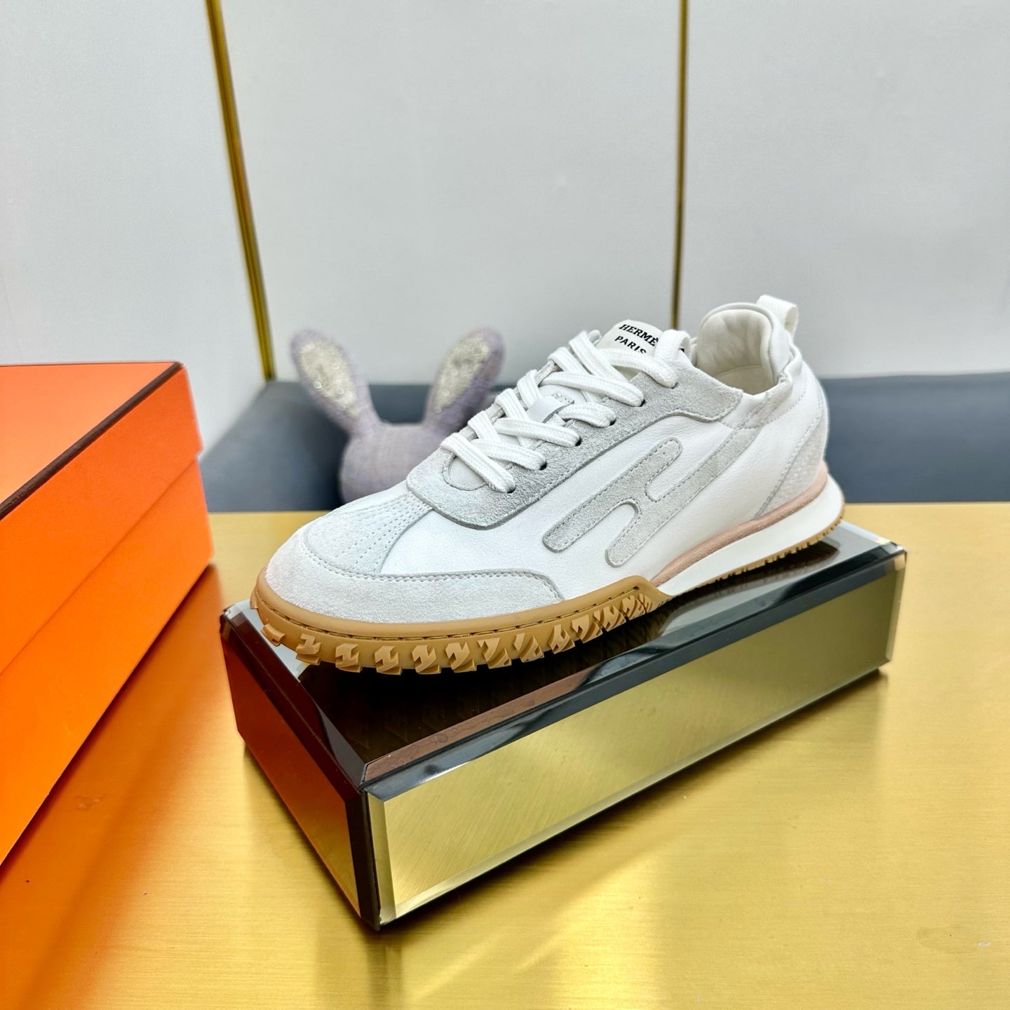JET SNEAKER IN PALE GRAY SUEDE MIX WHITE CALFSKIN - 35