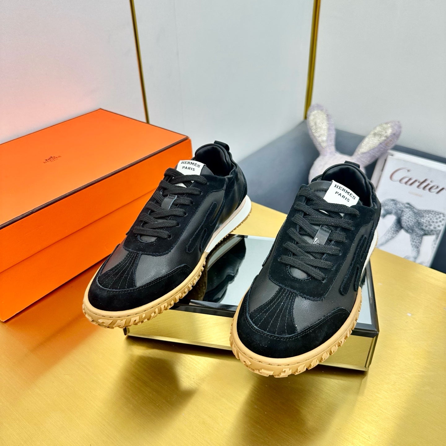 JET SNEAKER IN BLACK CALFSKIN AND SUEDE - 35