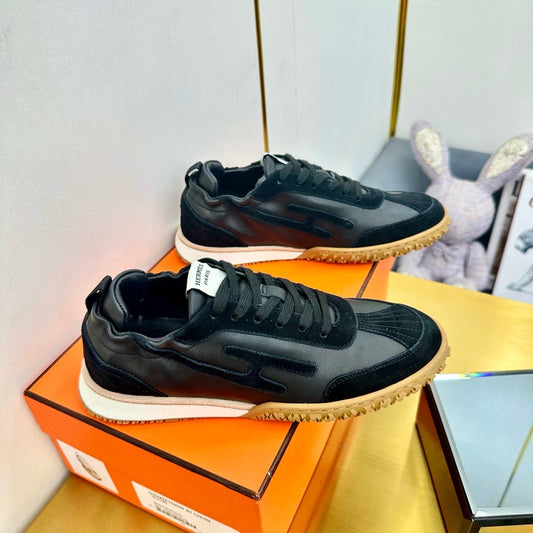JET SNEAKER IN BLACK CALFSKIN AND SUEDE - 35