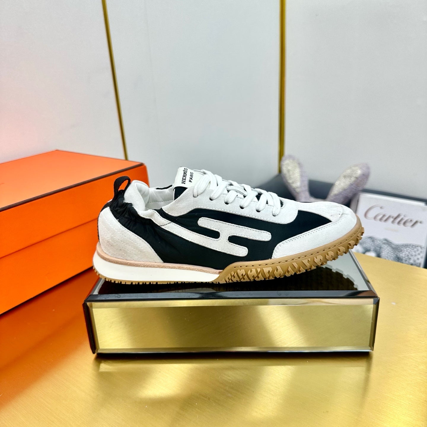 JET SNEAKER IN WHITE MIX BLACK SUEDE - 35
