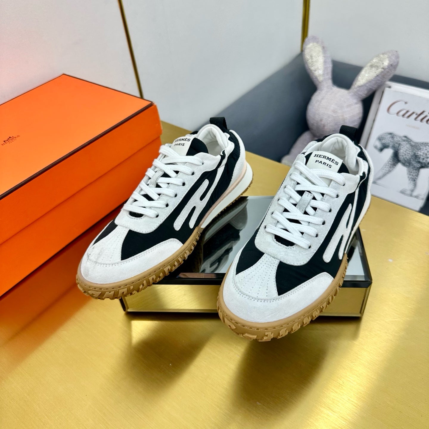 JET SNEAKER IN WHITE MIX BLACK SUEDE - 35