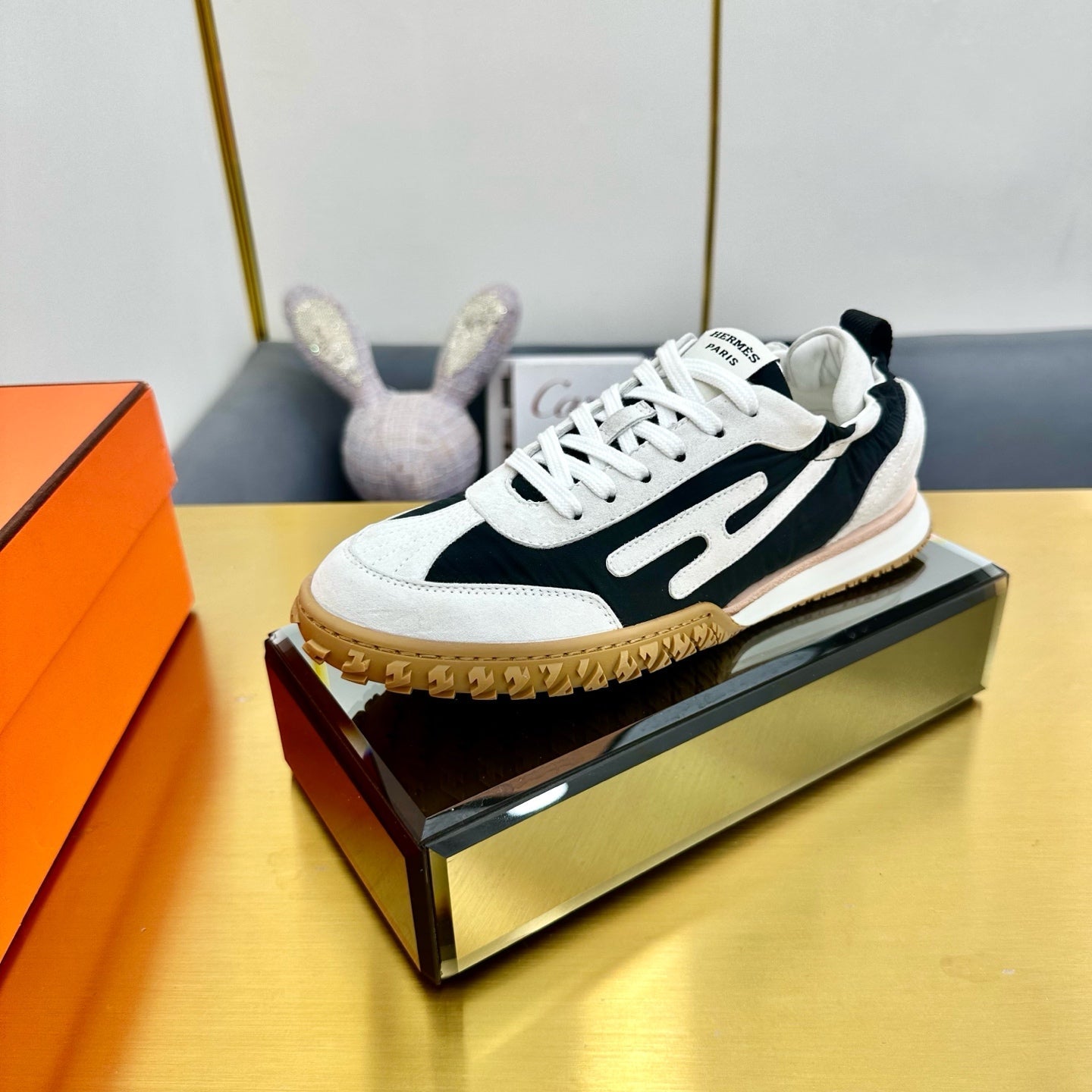 JET SNEAKER IN WHITE MIX BLACK SUEDE - 35