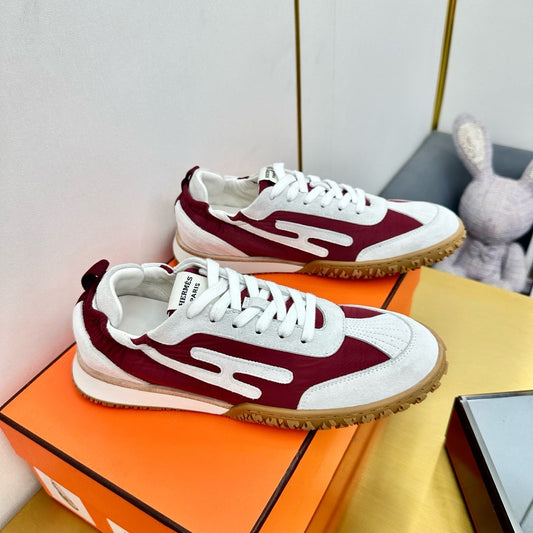 JET SNEAKER IN WHITE MIX SANGRIA RED SUEDE - 35