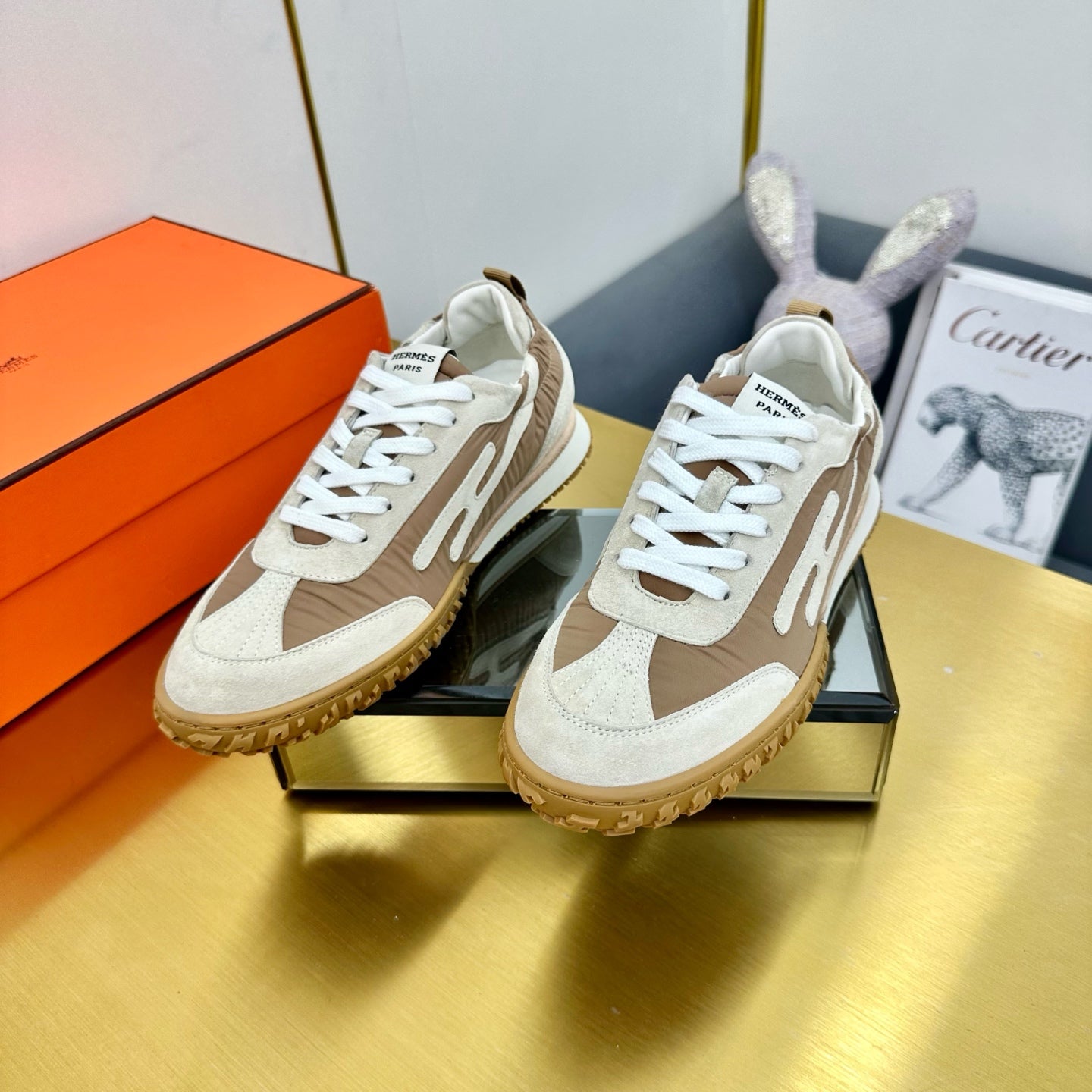 JET SNEAKER IN KHAKI MIX MEDIUM BROWN SUEDE - 35