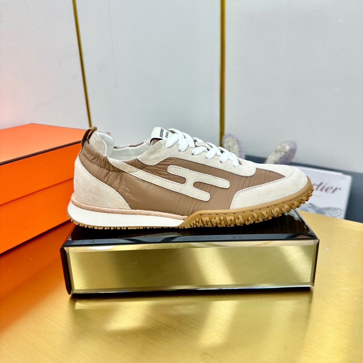 JET SNEAKER IN KHAKI MIX MEDIUM BROWN SUEDE - 35