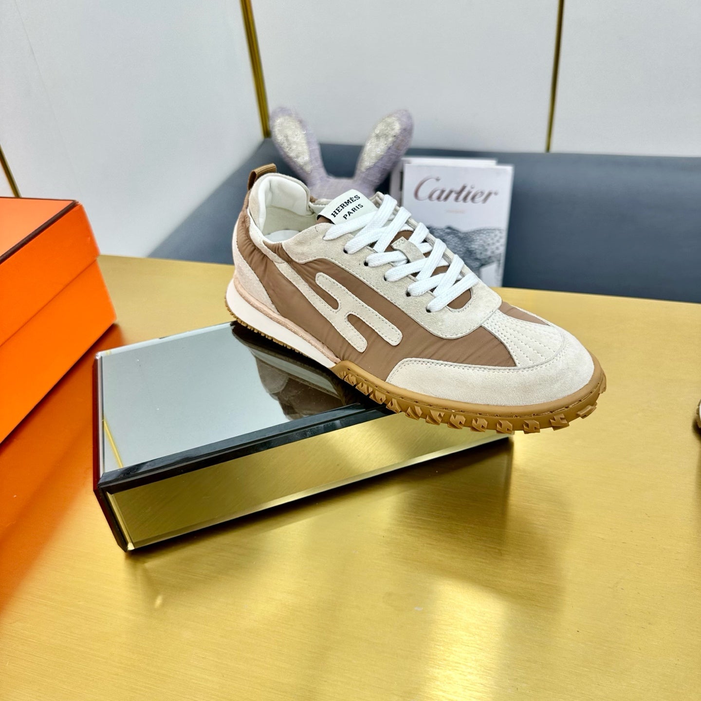 JET SNEAKER IN KHAKI MIX MEDIUM BROWN SUEDE - 35