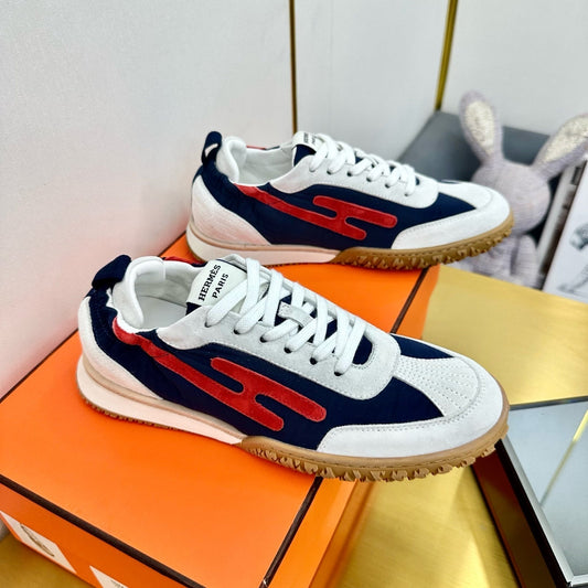 JET SNEAKER IN WHITE MIX NAVY BLUE SUEDE - 35