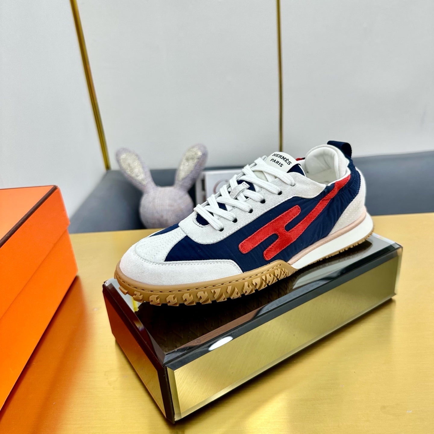 JET SNEAKER IN WHITE MIX NAVY BLUE SUEDE - 35
