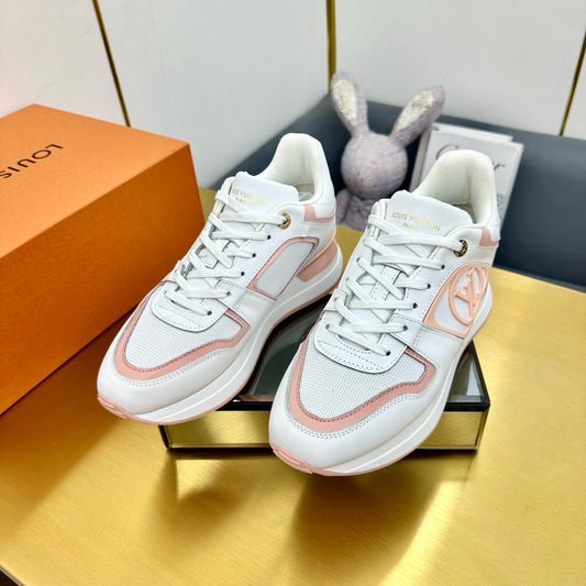 NEO RUN AWAY SNEAKER IN WHITE MIX PEACH PINK CALFSKIN - 35