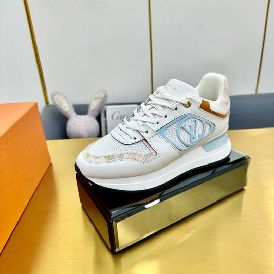 NEO RUN AWAY SNEAKER IN WHITE MIX LIGHT BLUE CALFSKIN - 35
