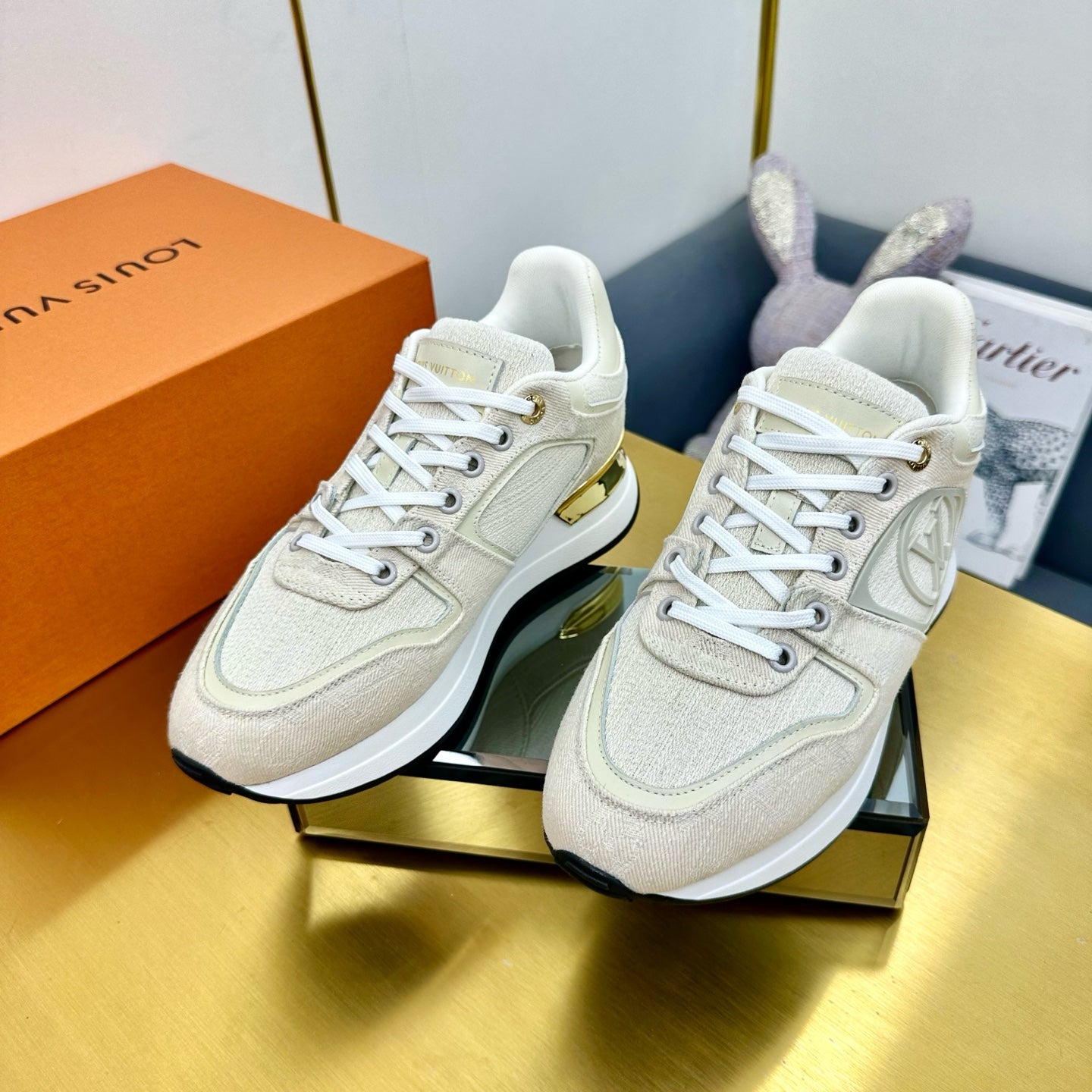 NEO RUN AWAY SNEAKER IN PASTEL GRAY FABRIC - 35