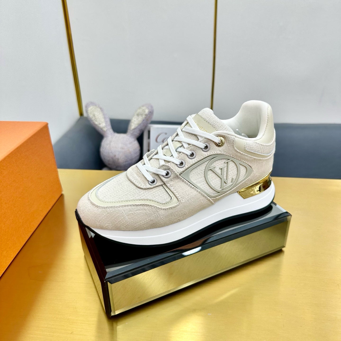 NEO RUN AWAY SNEAKER IN PASTEL GRAY FABRIC - 35