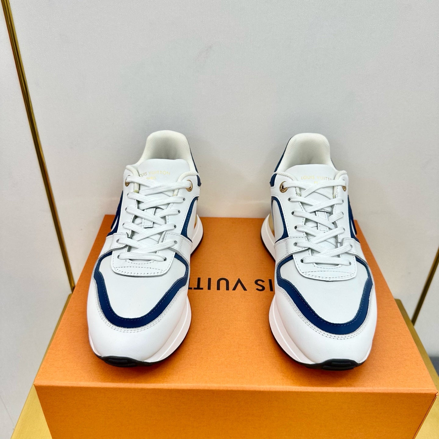 NEO RUN AWAY SNEAKER IN WHITE MIX COBALT BLUE CALFSKIN - 35
