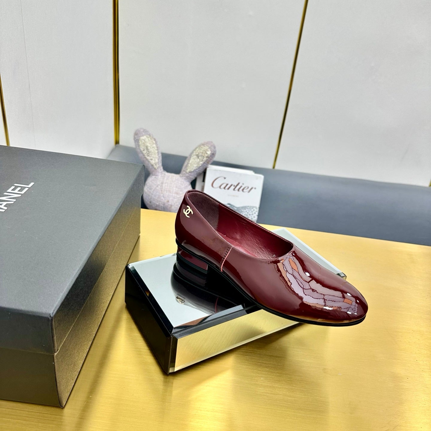 CC SIMPLE FLATS 25S IN DARK RED GLOSSY LEATHER - 35