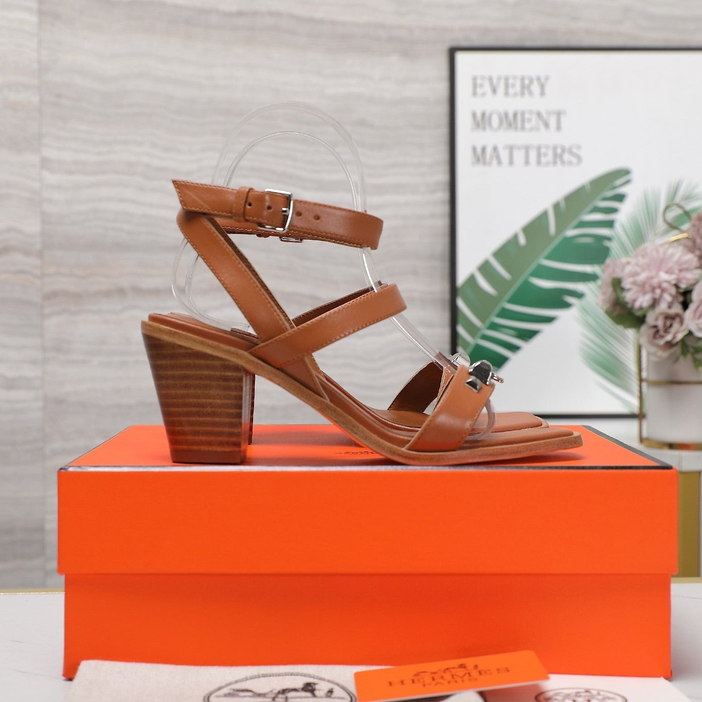 IVRESSE 65 SANDAL CARAMEL CALFSKIN - 35