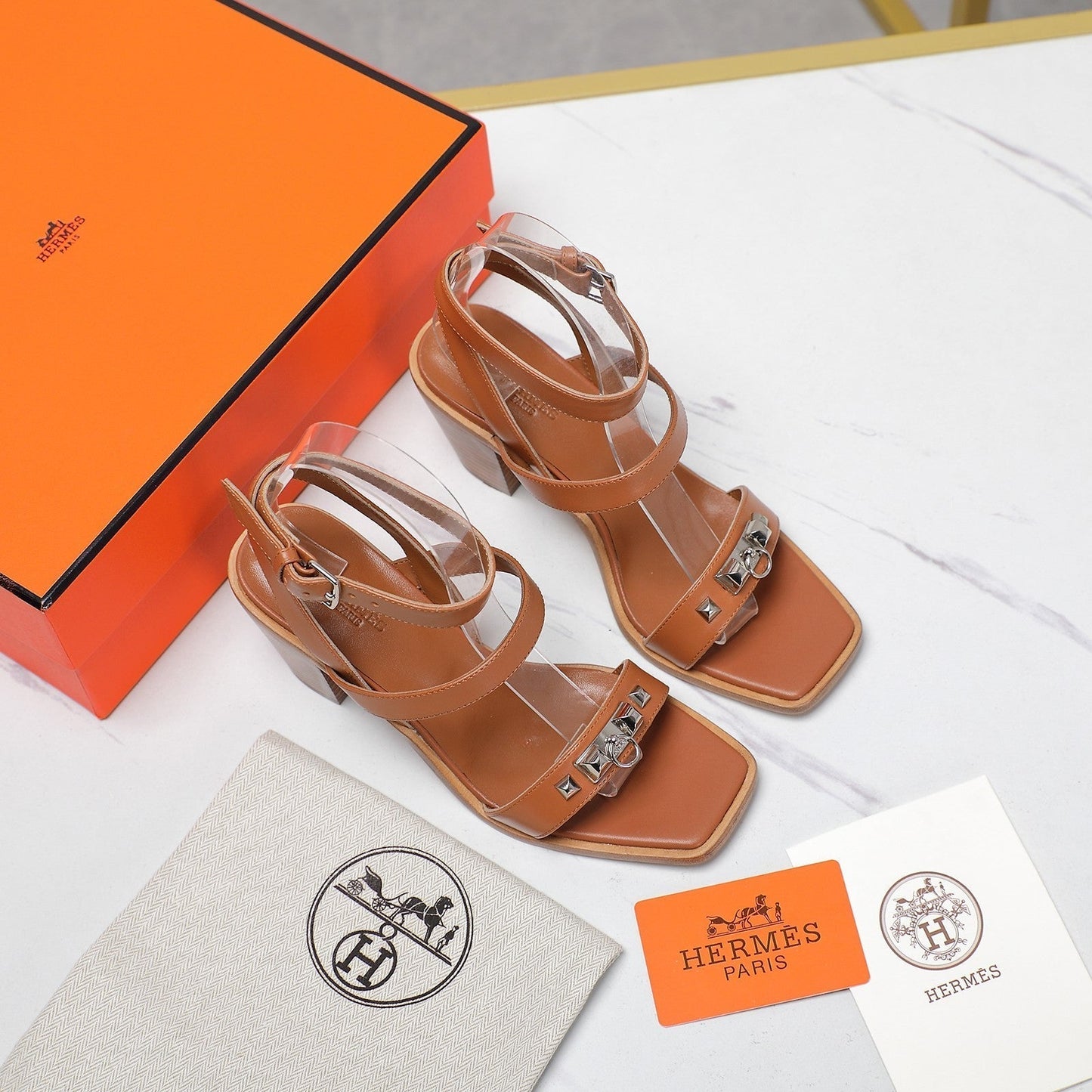 IVRESSE 65 SANDAL CARAMEL CALFSKIN - 35