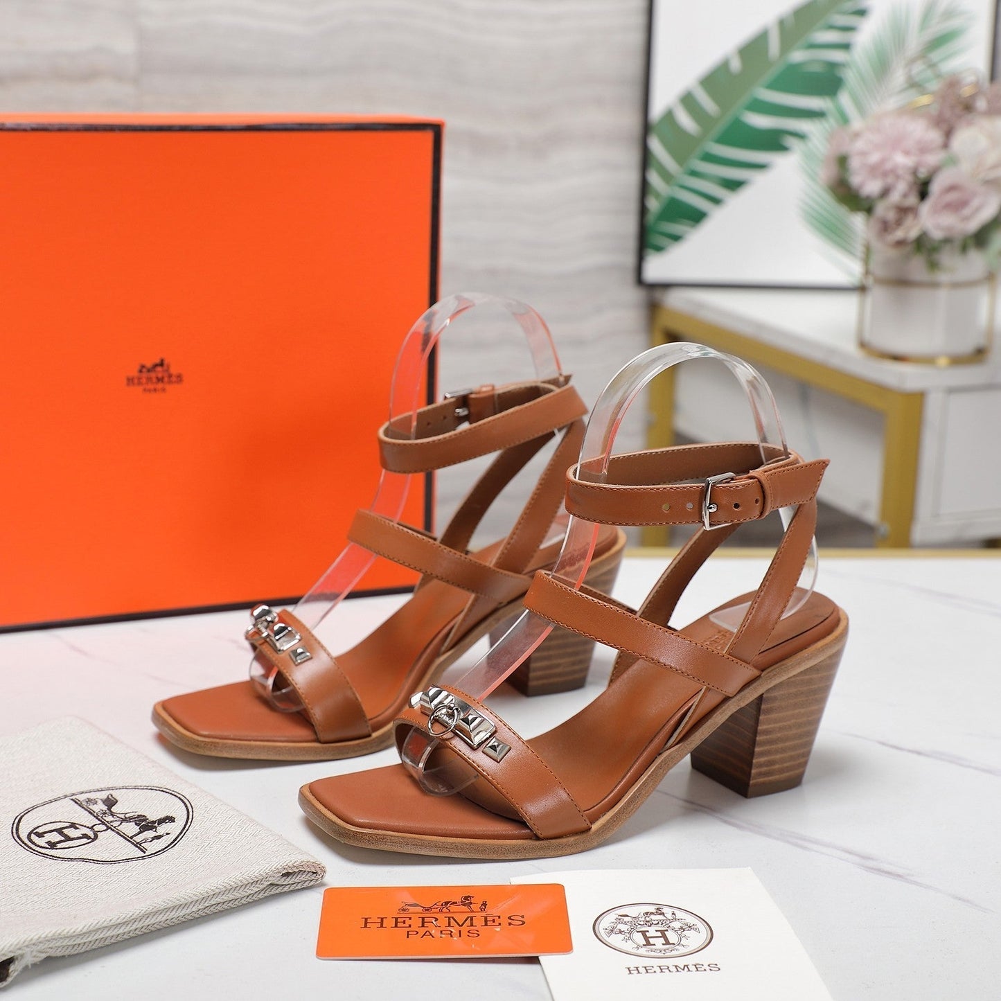 IVRESSE 65 SANDAL CARAMEL CALFSKIN - 35