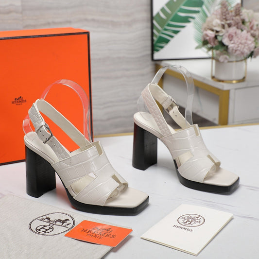 ERIS 95 SANDAL WHITE CALFSKIN PATTERNED - 35
