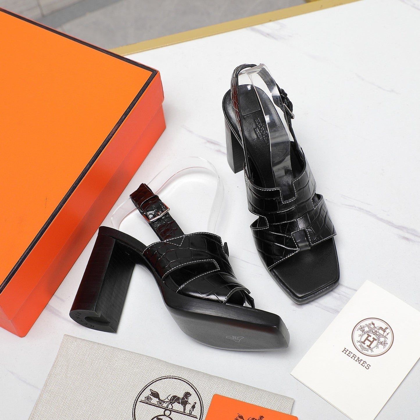 ERIS 95 SANDAL BLACK CALFSKIN PATTERNED - 35
