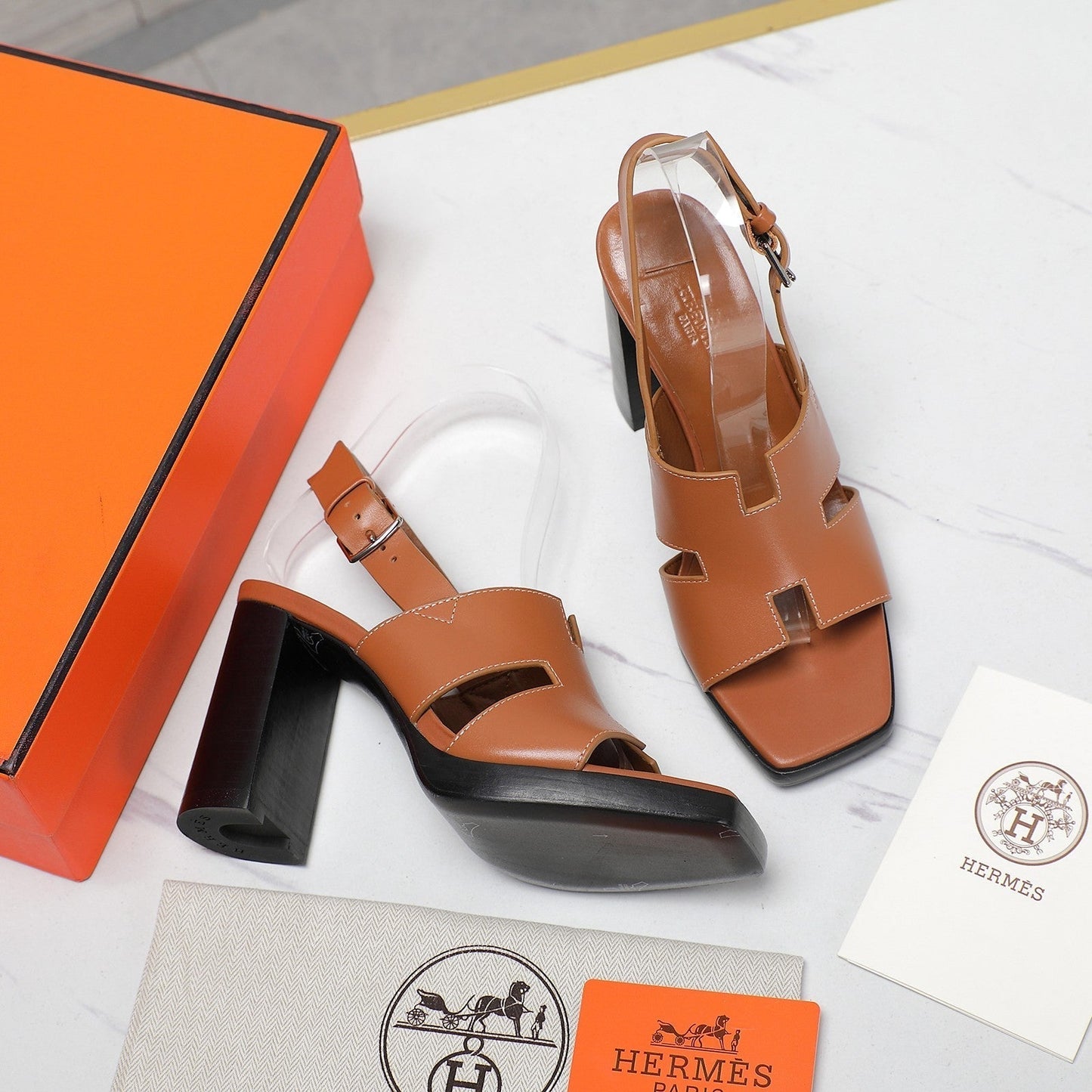 ERIS 95 SANDAL CARAMEL CALFSKIN - 35