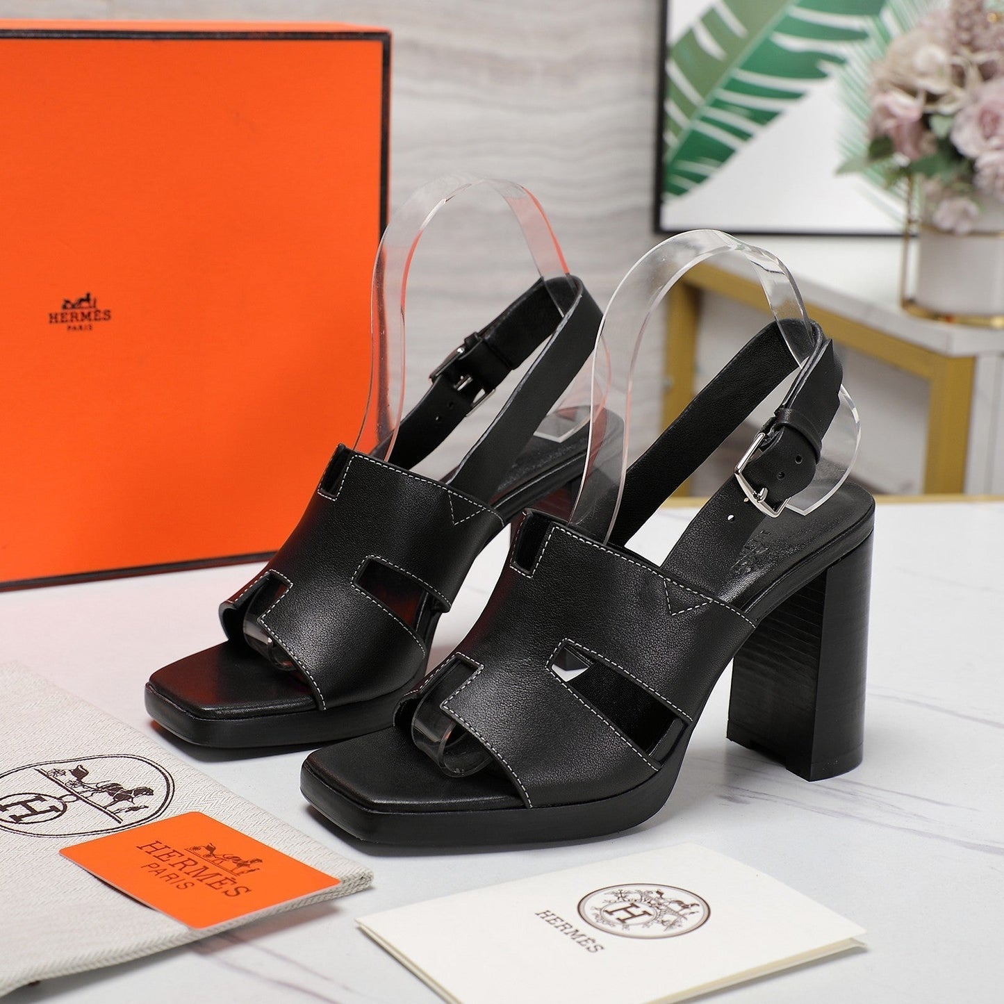 ERIS 95 SANDAL BLACK CALFSKIN - 35