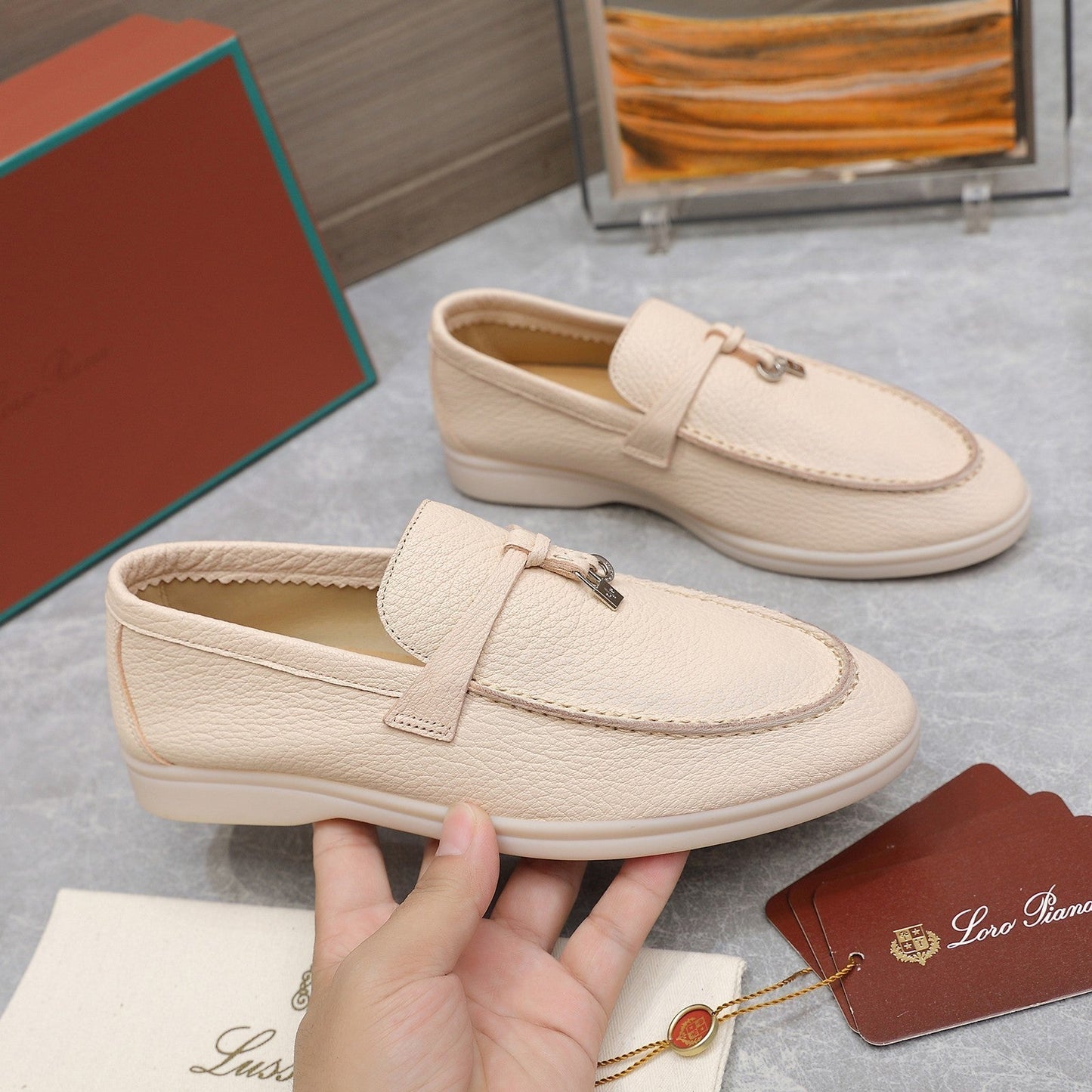 LP SUMMER CHARMS WALK LOAFERS BEIGE CREAM LAMBSKIN - 35