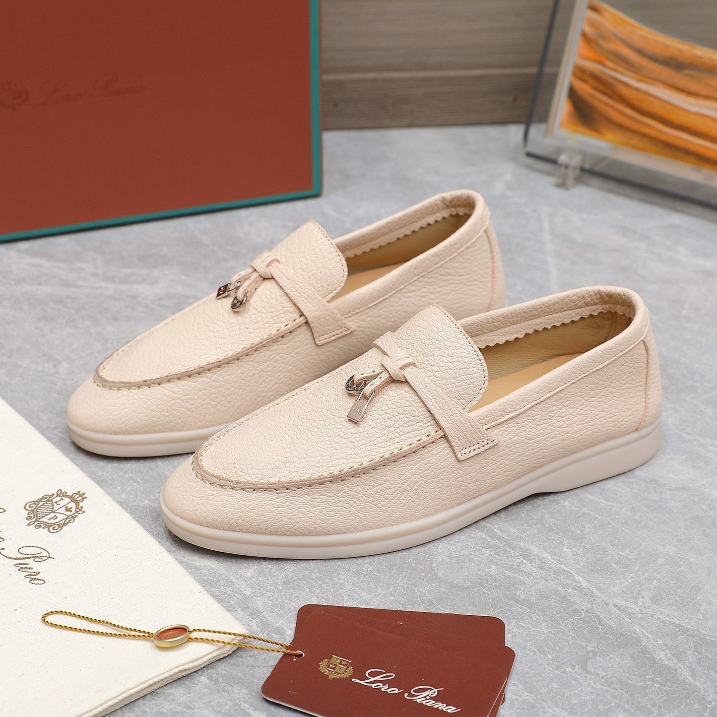 LP SUMMER CHARMS WALK LOAFERS BEIGE CREAM LAMBSKIN - 35