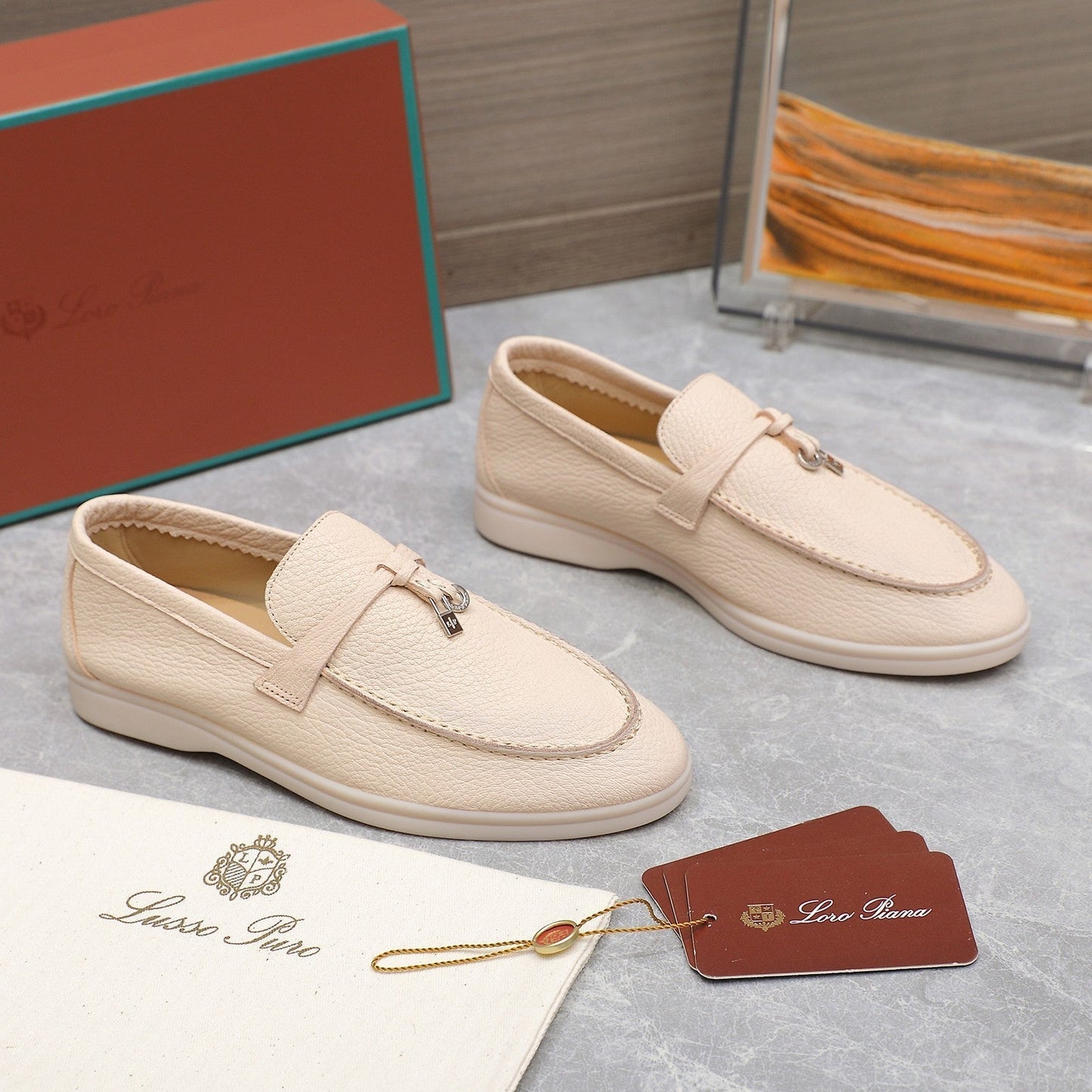 LP SUMMER CHARMS WALK LOAFERS BEIGE CREAM LAMBSKIN - 35