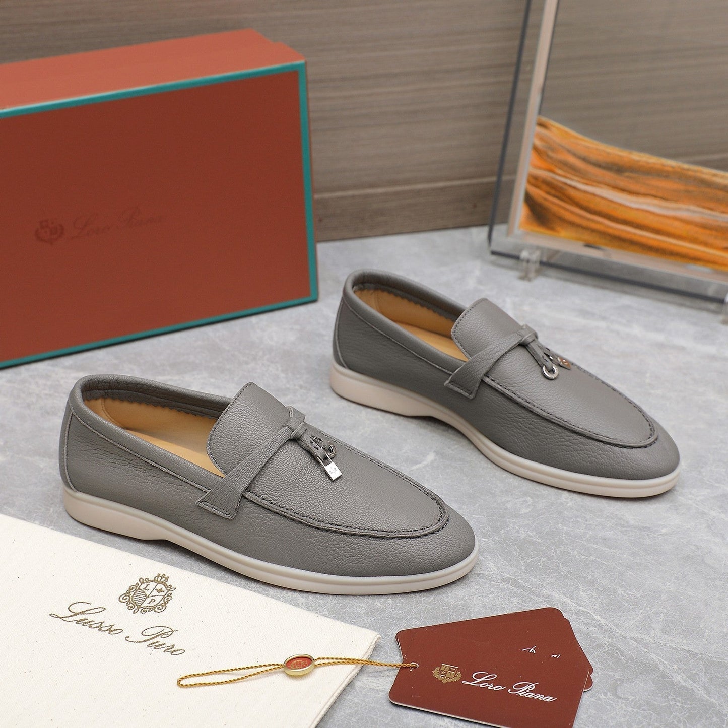 LP SUMMER CHARMS WALK LOAFERS LIGHT GRAY LAMBSKIN - 35