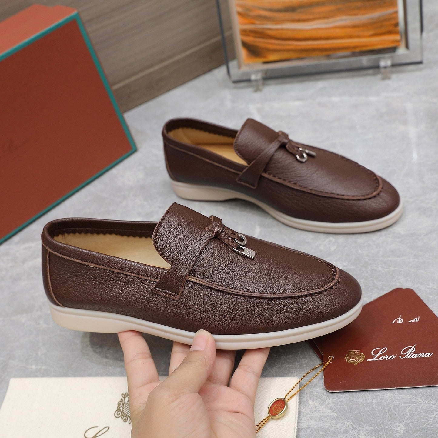 LP SUMMER CHARMS WALK LOAFERS CHOCOLATE LAMBSKIN - 35