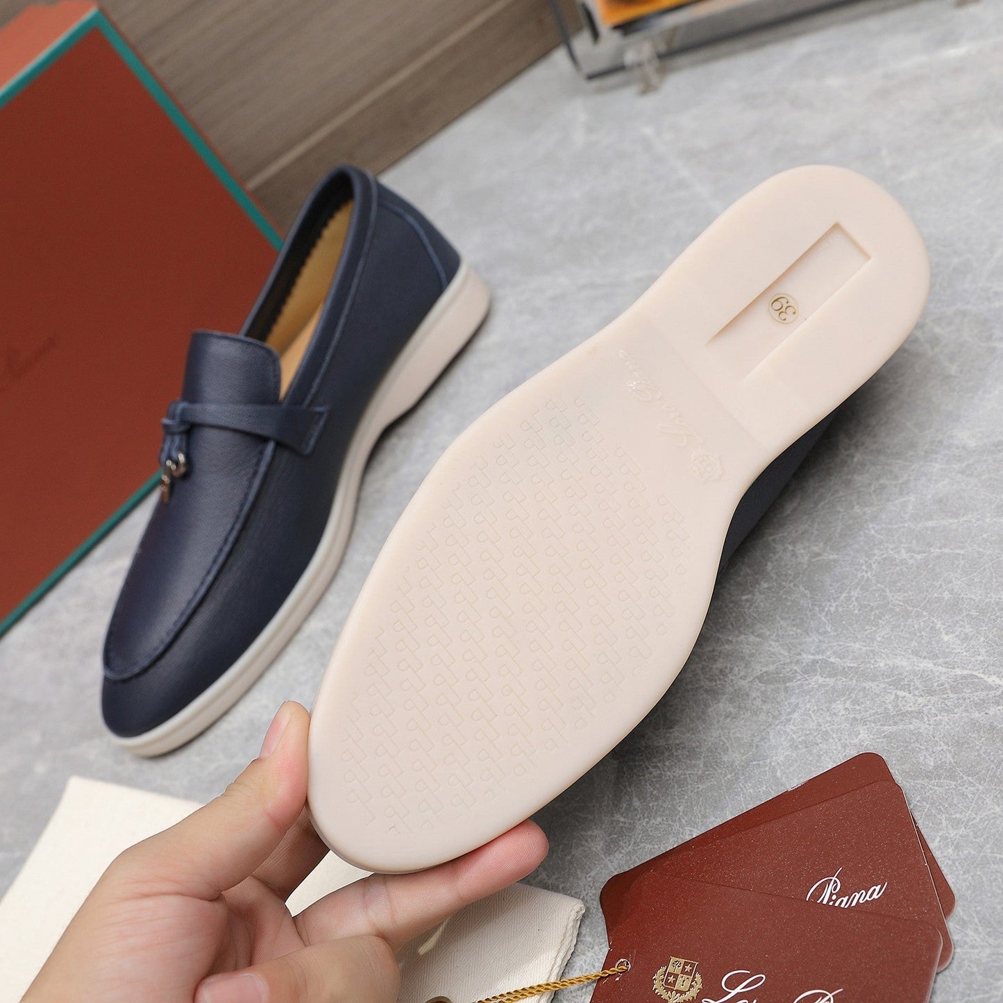 LP SUMMER CHARMS WALK LOAFERS NAVY LAMBSKIN - 35