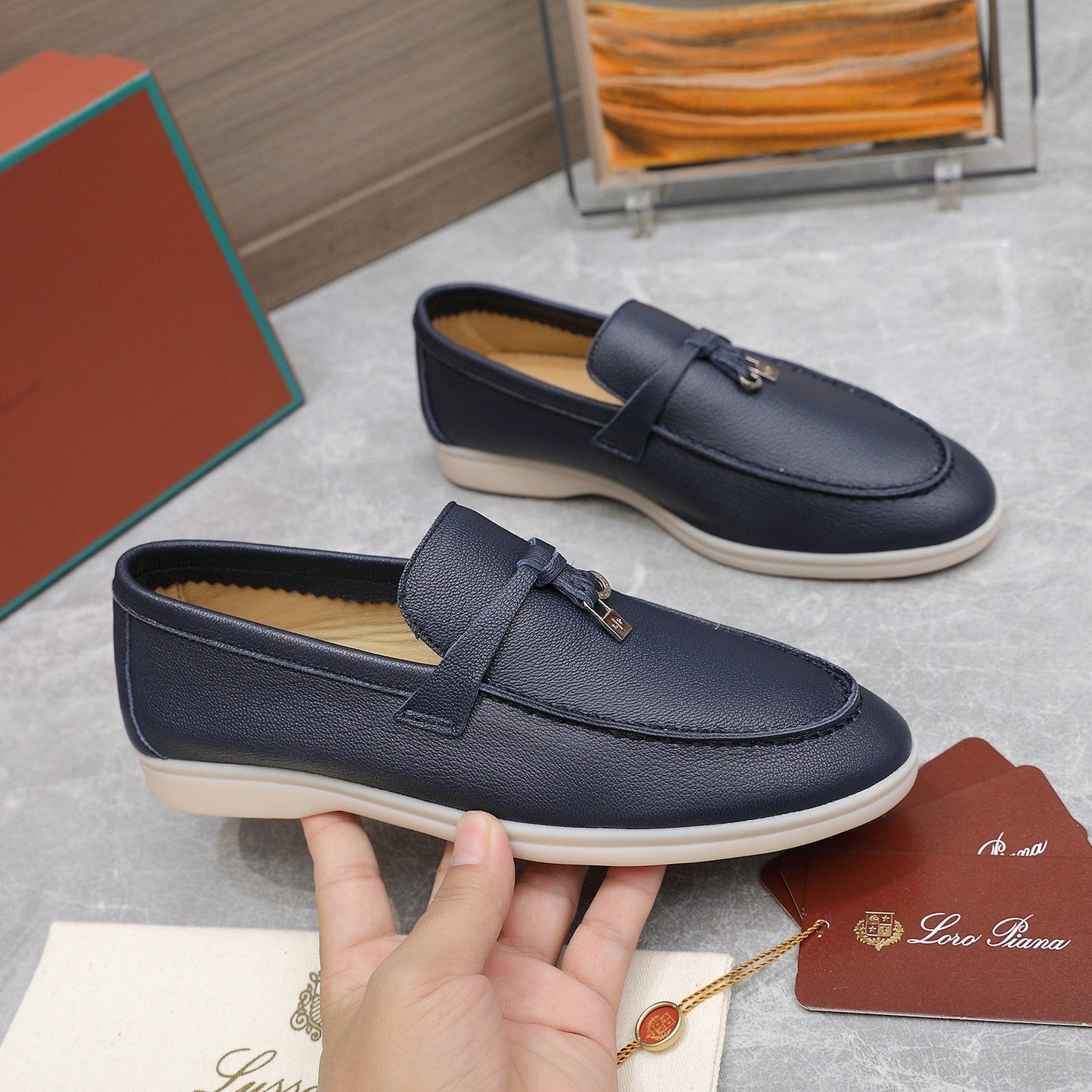 LP SUMMER CHARMS WALK LOAFERS NAVY LAMBSKIN - 35