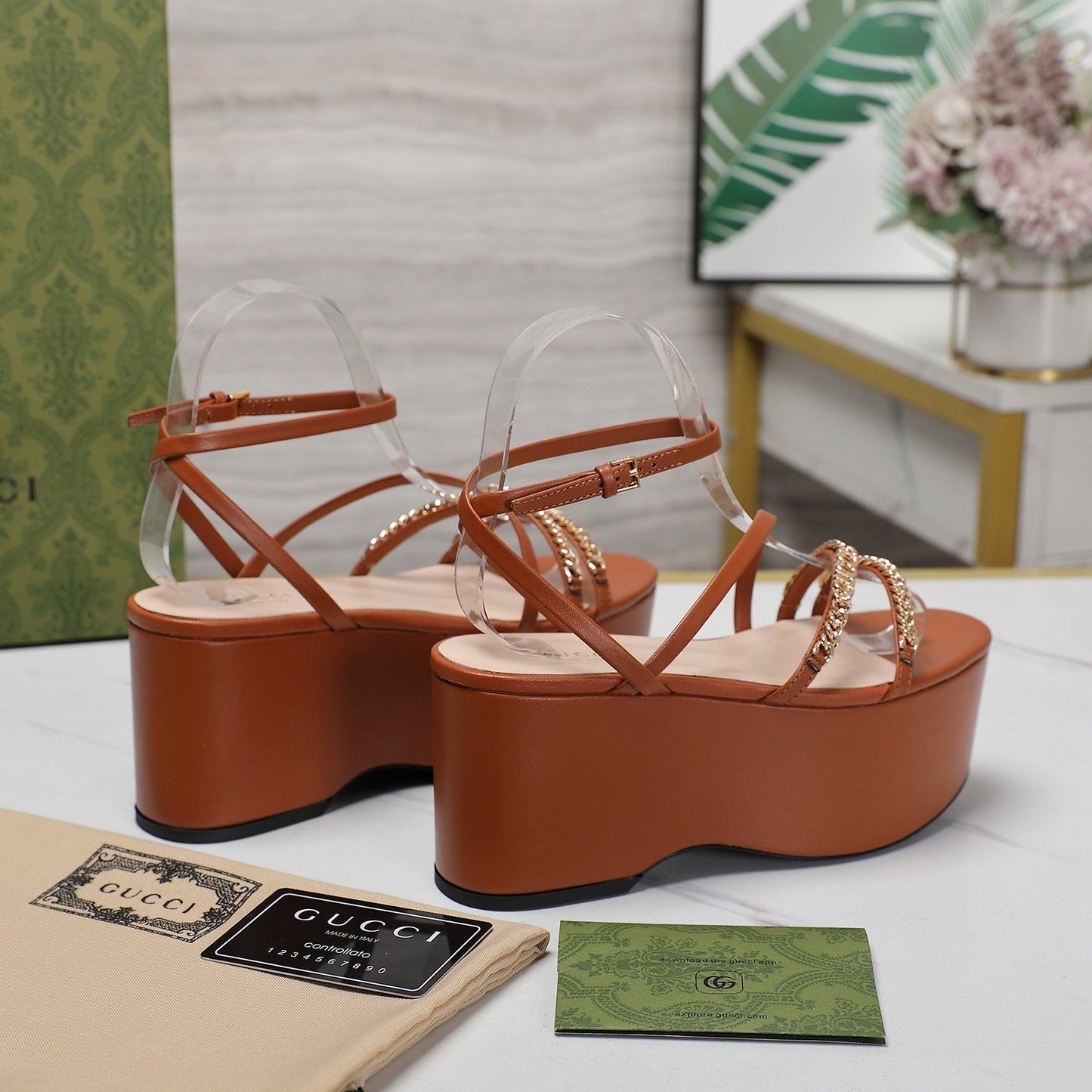 WEDGE PLATFORM IN CINNAMON BROWN SHEEPSKIN - 35