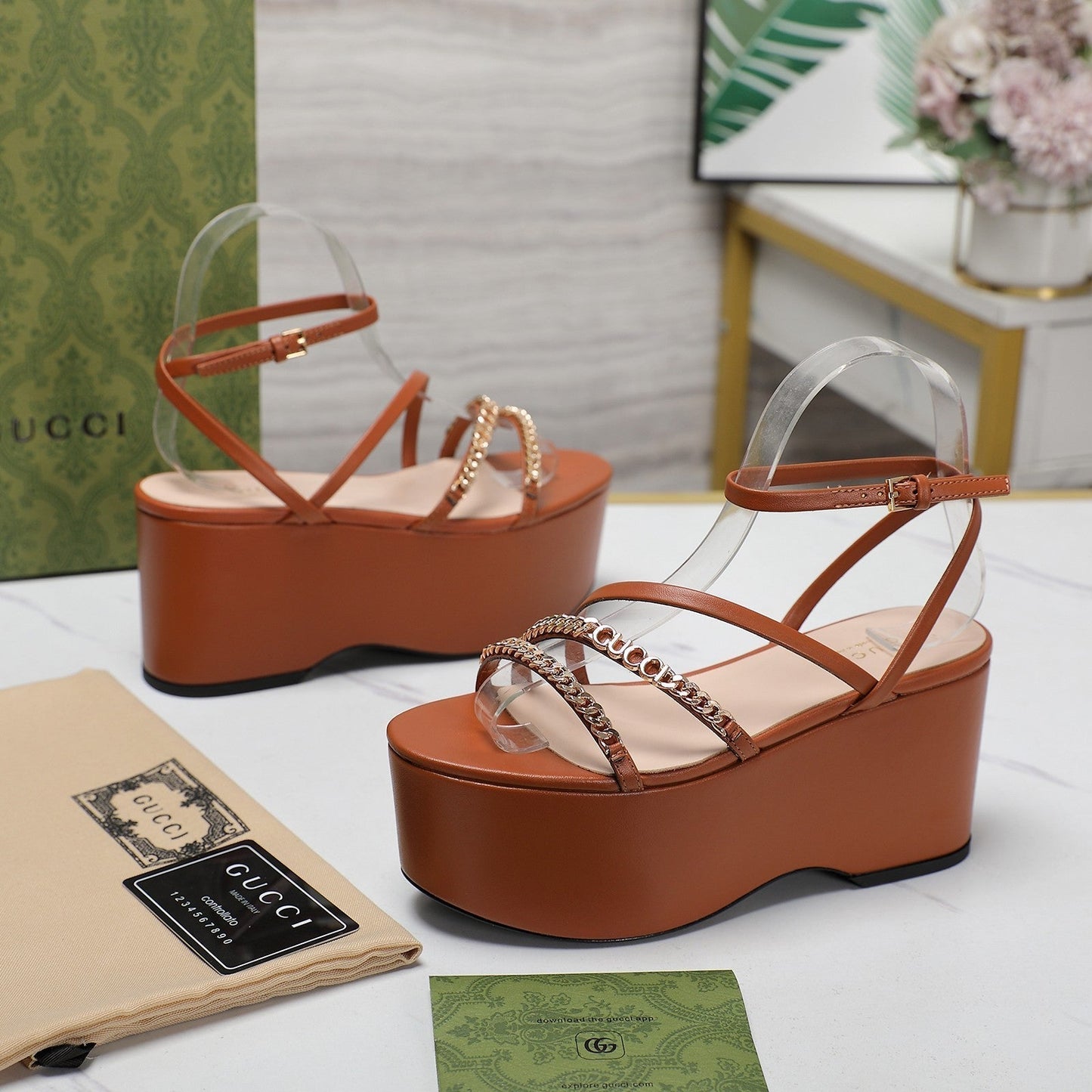 WEDGE PLATFORM IN CINNAMON BROWN SHEEPSKIN - 35