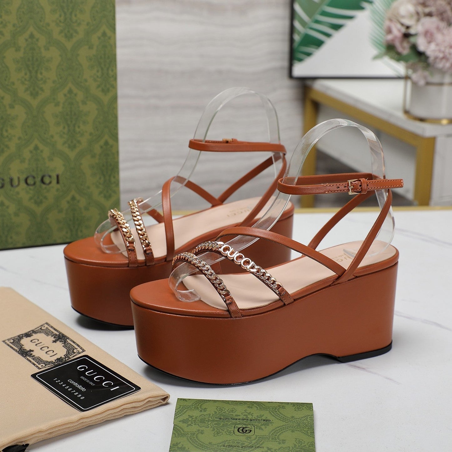 WEDGE PLATFORM IN CINNAMON BROWN SHEEPSKIN - 35
