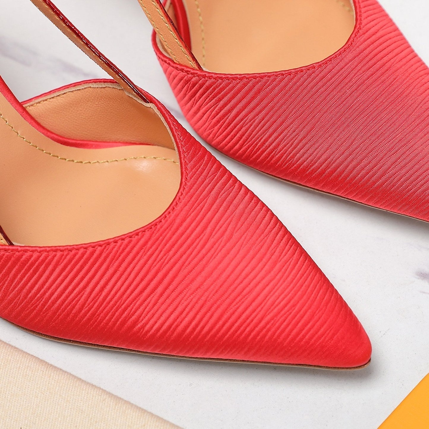 LV WOMEN BLOSSOM SLINGBACK PUMP IN CHERRY RED EMBROIDERED FABRIC - 35 / 7.5 CM