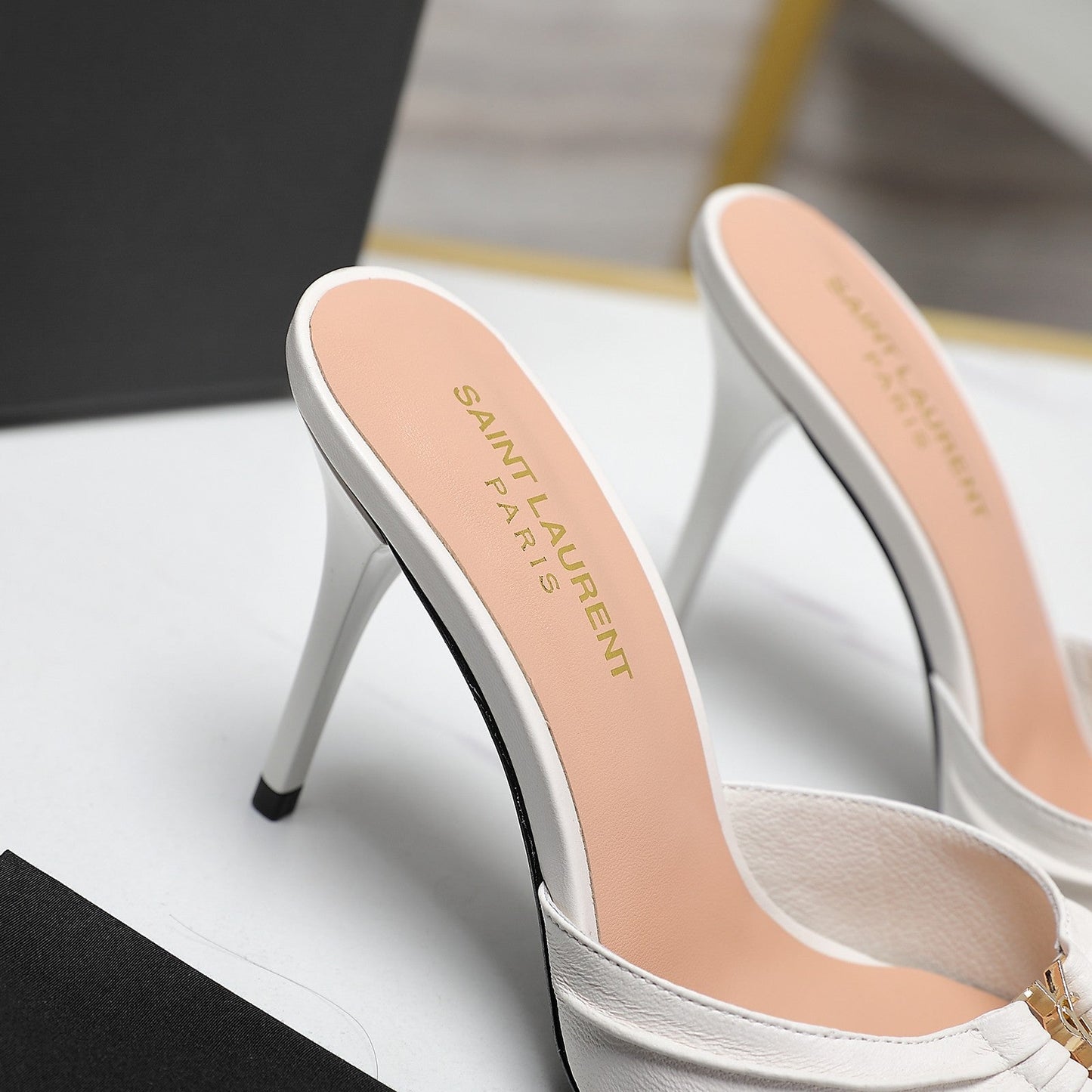 SL BABYLONE MULES 10 WHITE SMOOTH CALFSKIN - 35