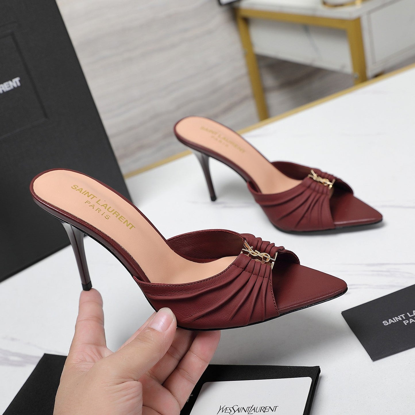 SL BABYLONE MULES 10 JAM SMOOTH CALFSKIN - 35