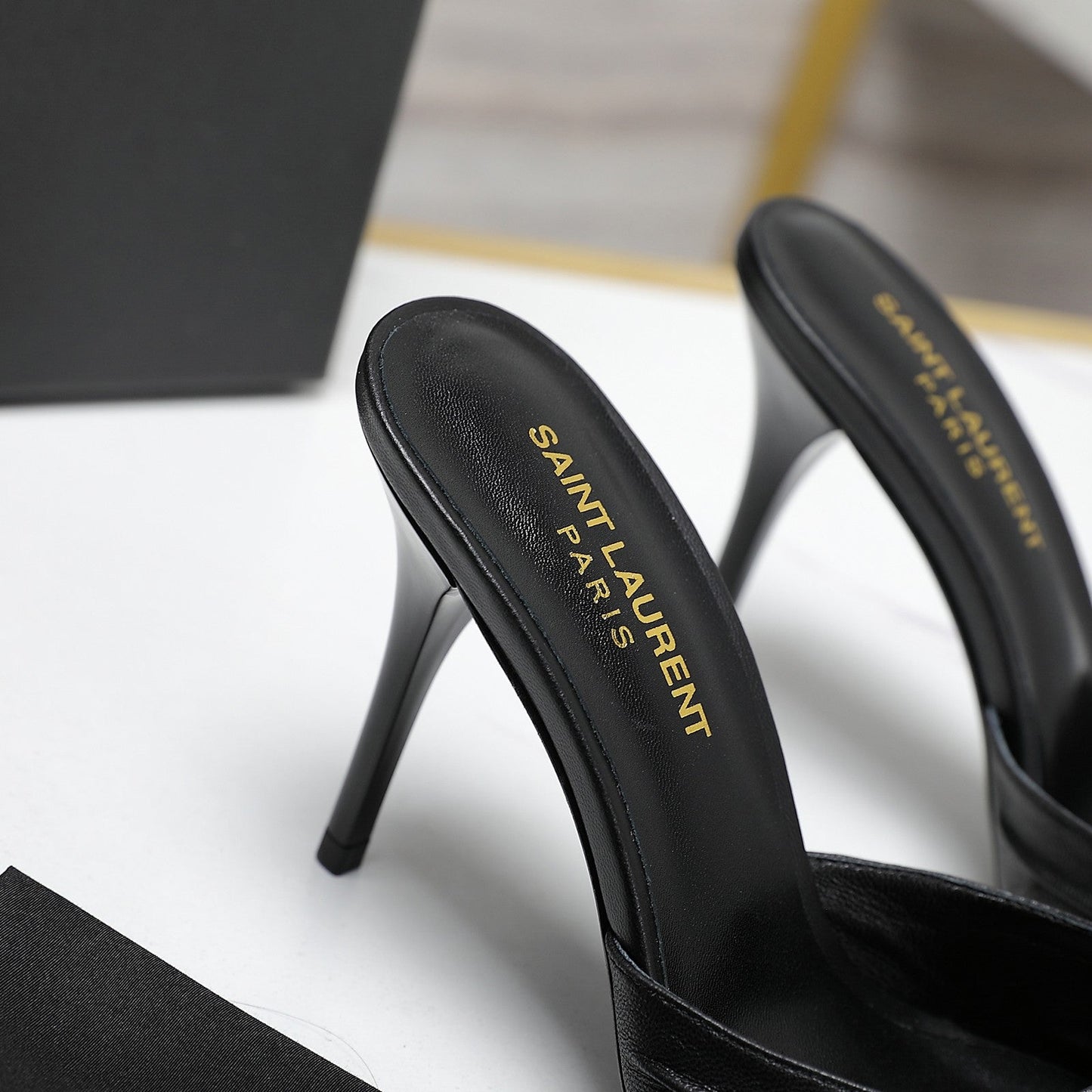 SL BABYLONE MULES 10 BLACK SMOOTH CALFSKIN - 35
