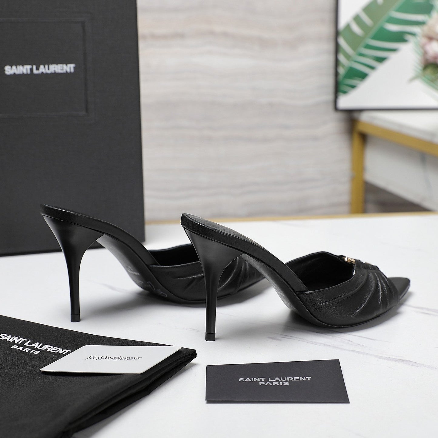 SL BABYLONE MULES 10 BLACK SMOOTH CALFSKIN - 35