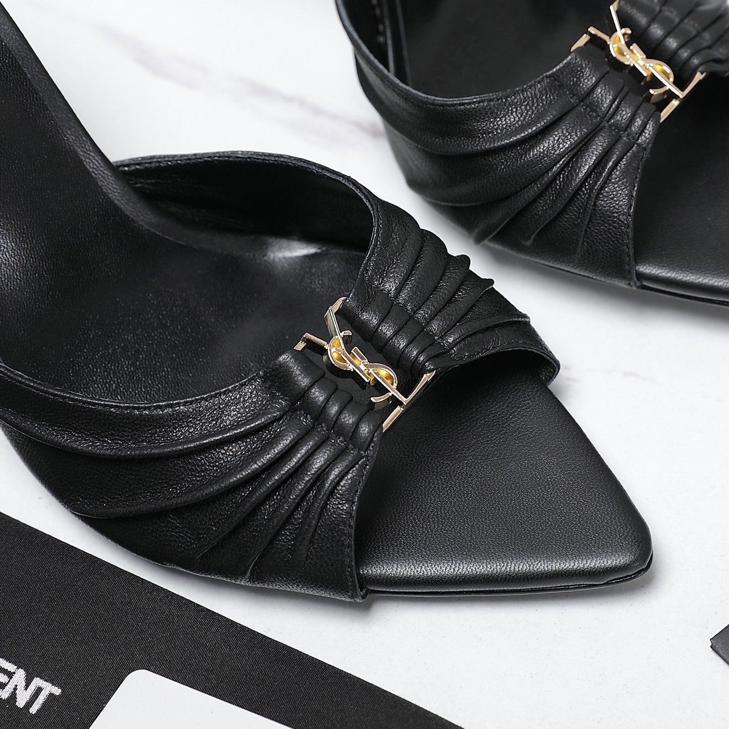 SL BABYLONE MULES 10 BLACK SMOOTH CALFSKIN - 35