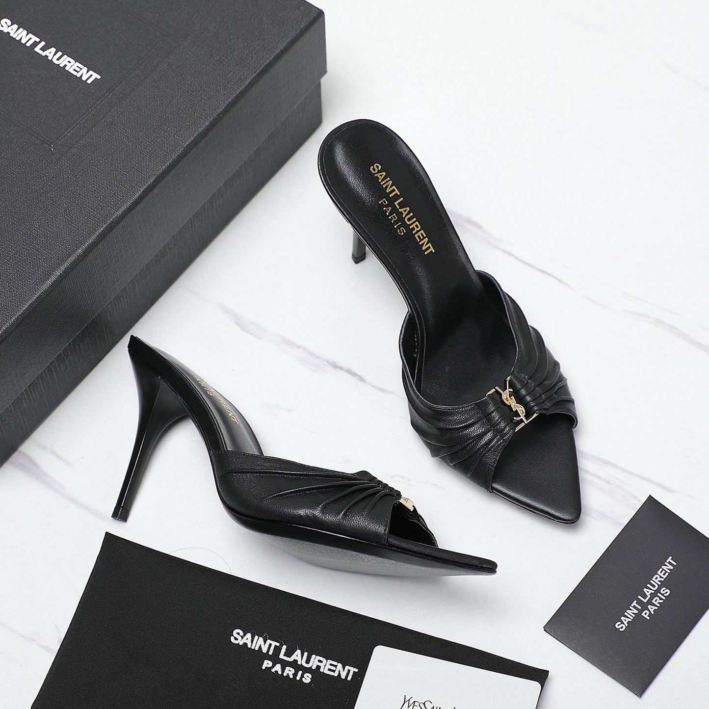 SL BABYLONE MULES 10 BLACK SMOOTH CALFSKIN - 35